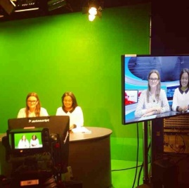 Presenting the first City News television programme of the academic year alongside fellow student, Rachel Bradley.